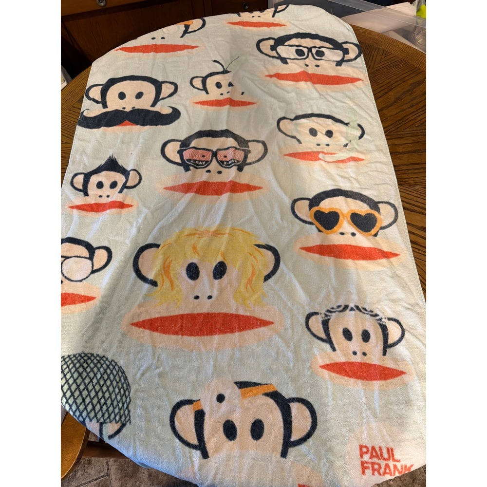 Paul Frank Julius the Monkey Beach Towel Light Blue Graphic Print Y2K Retro